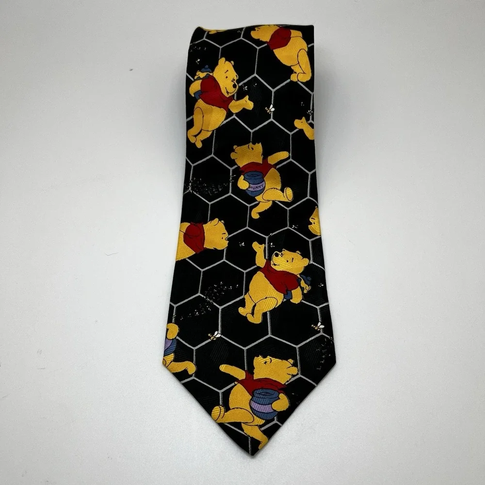 Vintage Exquisite Apparel Disney Winnie The Pooh Tie Honey Comb Bees Korea